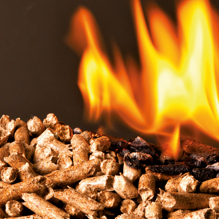 Pellet burner burns natural wood pellets