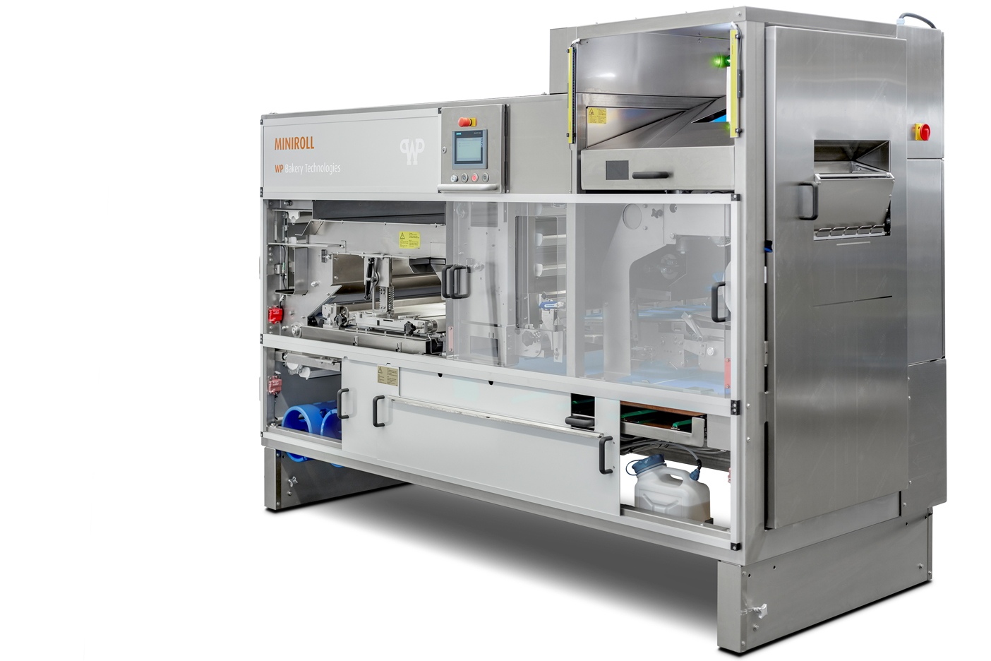 Space-saving design of the MINIROLL bread roll baking system Bread roll baking system MINIROLL